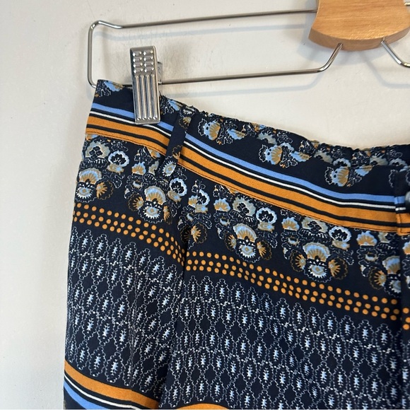 Anthropologie Elevenses | Navy Patterned Rolled Hem Trouser Pants 12T - Picture 2 of 7